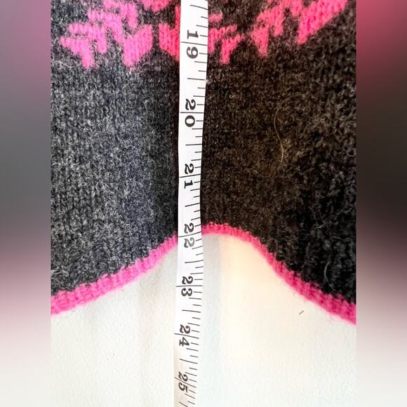 Vintage Y2K 100% lambswool sweater fair isle grey pink 2000s cozy winter large - Picture 4 of 6